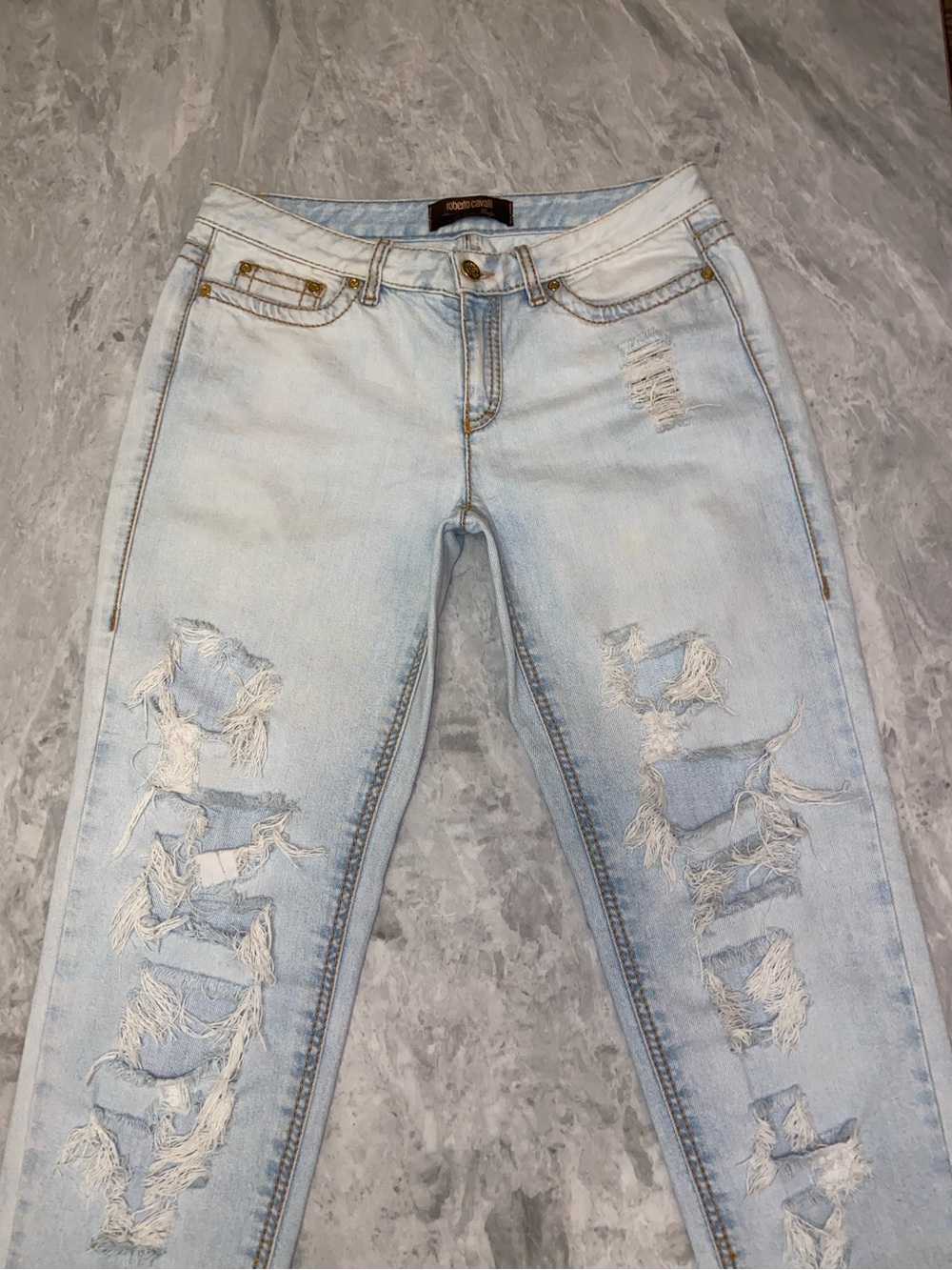 Roberto Cavalli Vintage Light Wash Distressed Jeans